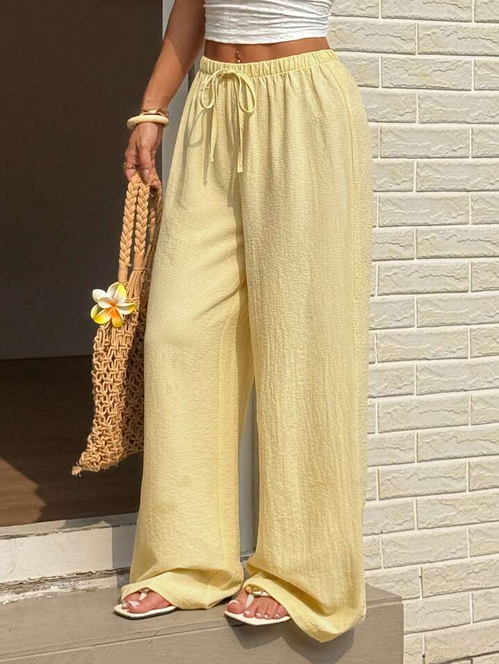 Butter Yellow Lightweight Relaxed-Fit Trousers - Coastal Style