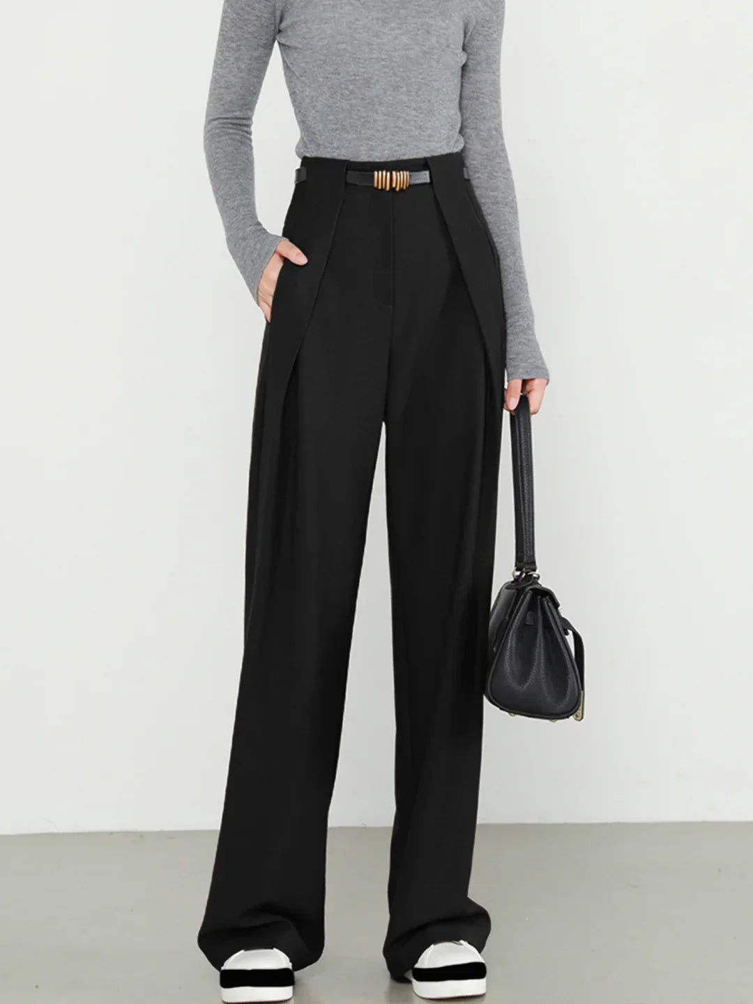 Always Elegant Women's High-Waisted Wide-Leg Tailored Trousers