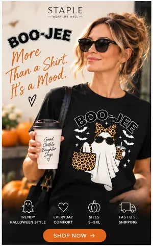 The BOO-JEE™ Leopard Ghost Halloween Graphic Top