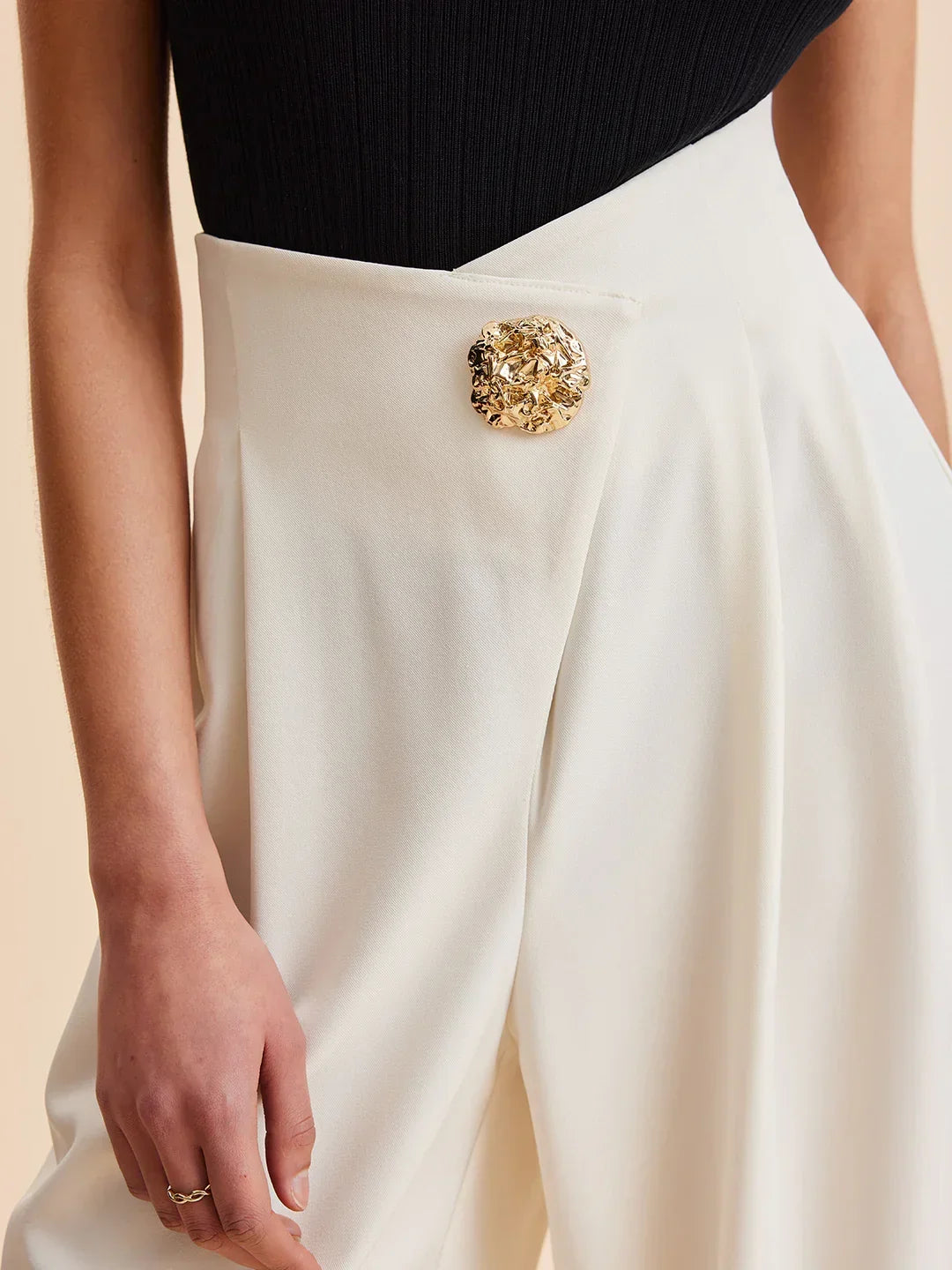 Women's Embellished High-Waist Wide-Leg Tailored Trousers