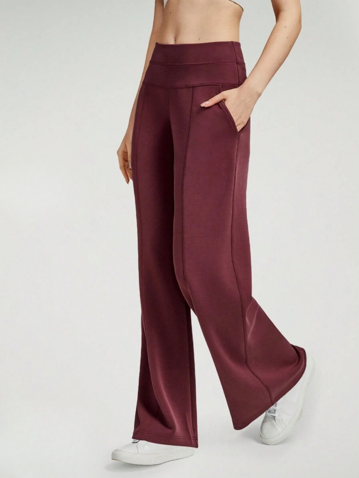 High-Waisted Modal Silk Wide-Leg Lounge Pants with Pockets