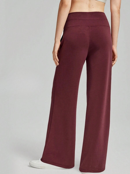 High-Waisted Modal Silk Wide-Leg Lounge Pants with Pockets