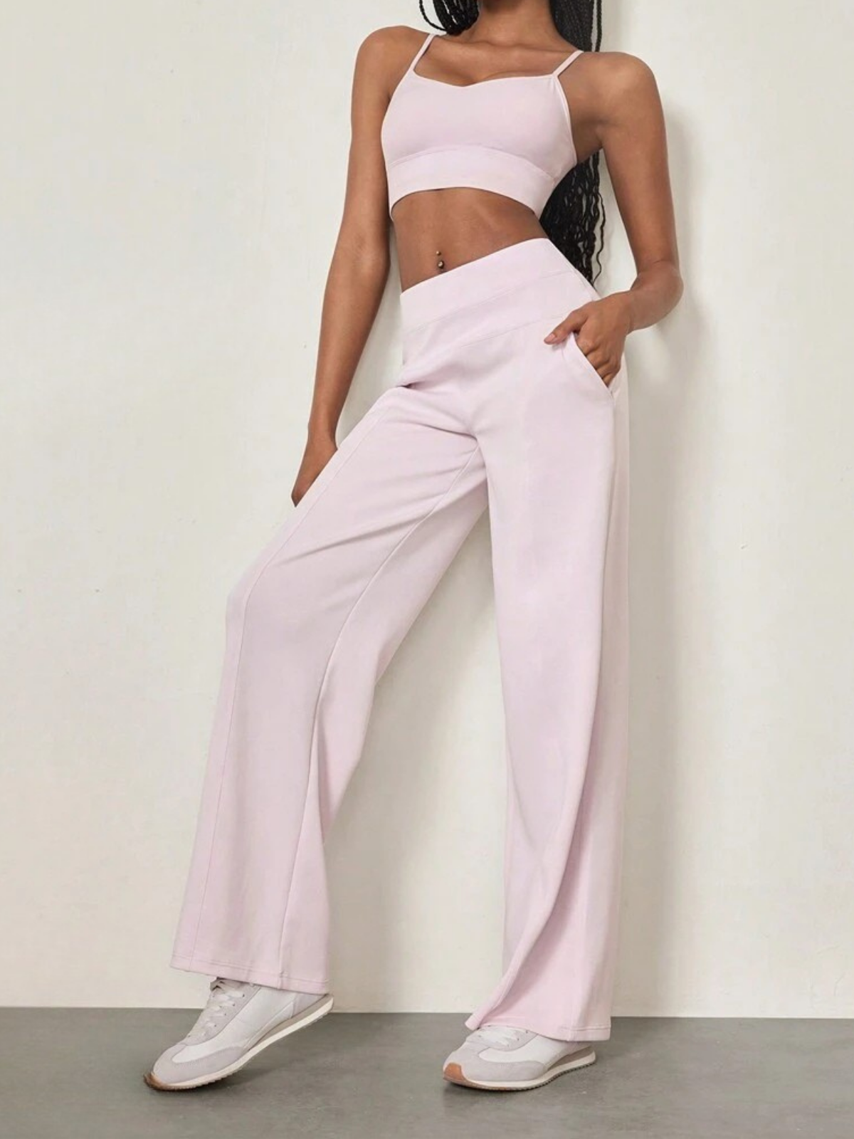 High-Waisted Modal Silk Wide-Leg Lounge Pants with Pockets