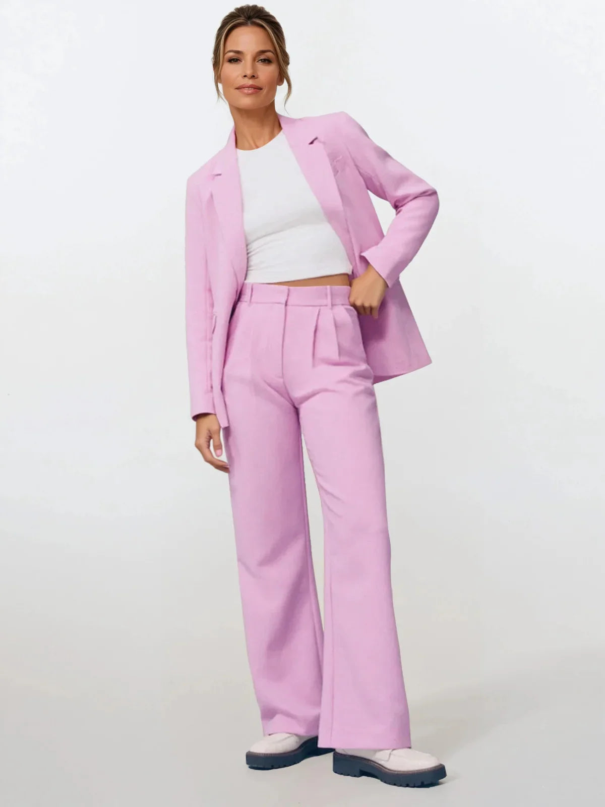 Women's High-Waisted Wide-Leg Casual Trousers