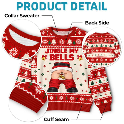 Jingle My Bells sweatshirt front, back, collar and cuff details
