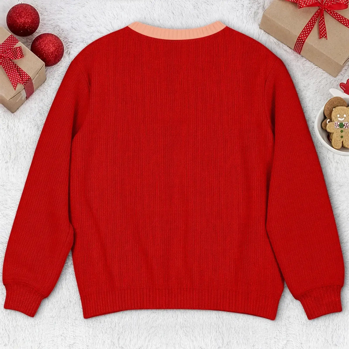 Plain red back of the Santa corset-illusion Christmas sweatshirt