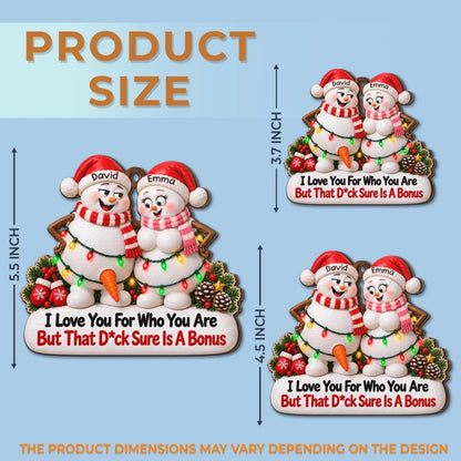 Snowman couple ornament height guide for 3.7, 4.5 and 5.5 inches