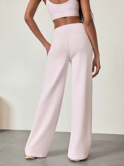 High-Waisted Modal Silk Wide-Leg Lounge Pants with Pockets