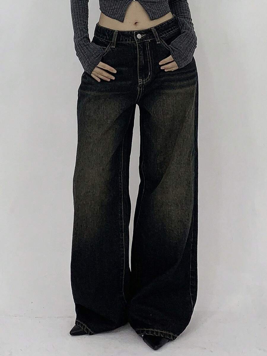 Women's Low Waist Straight Leg Denim Jeans