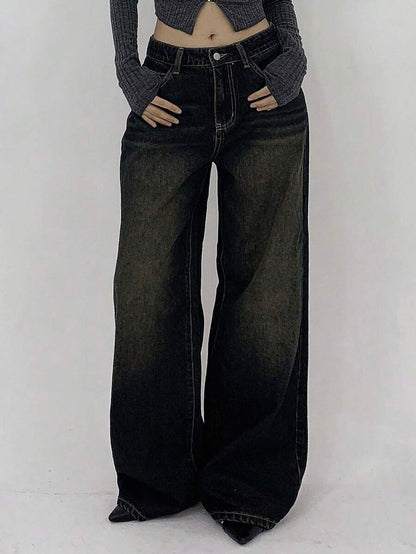 Women's Low Waist Straight Leg Denim Jeans