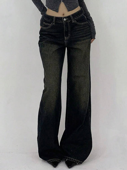 Women's Low Waist Straight Leg Denim Jeans