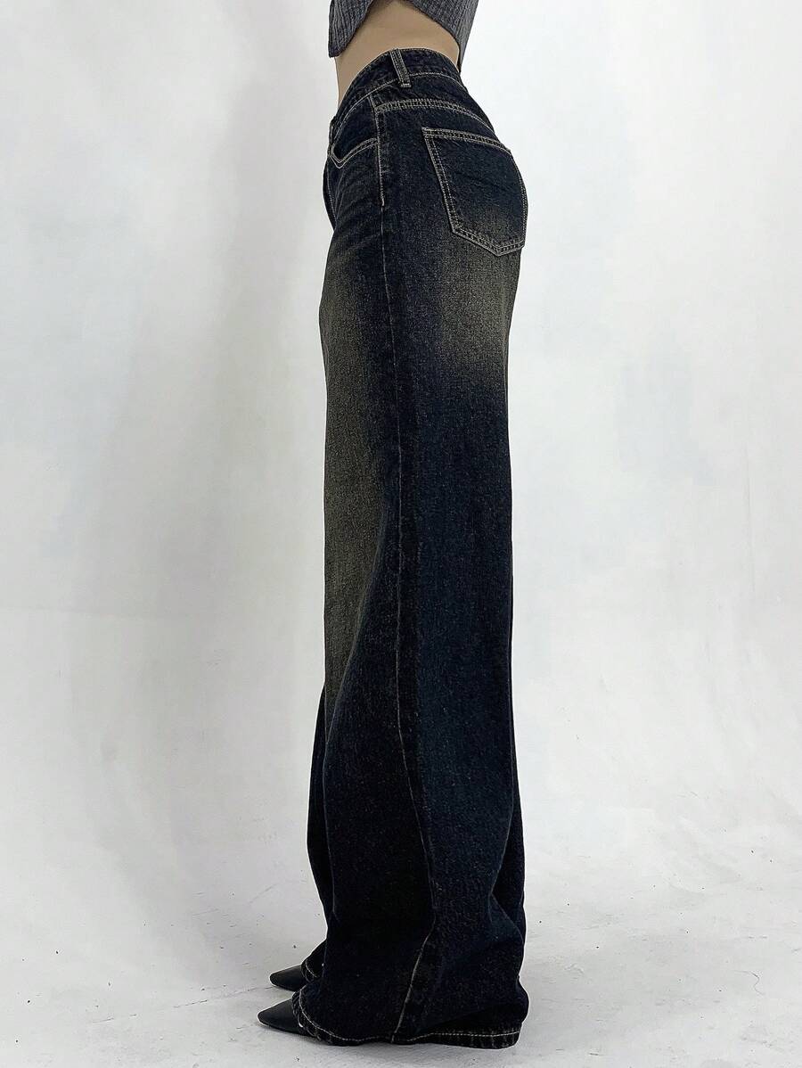 Women's Low Waist Straight Leg Denim Jeans