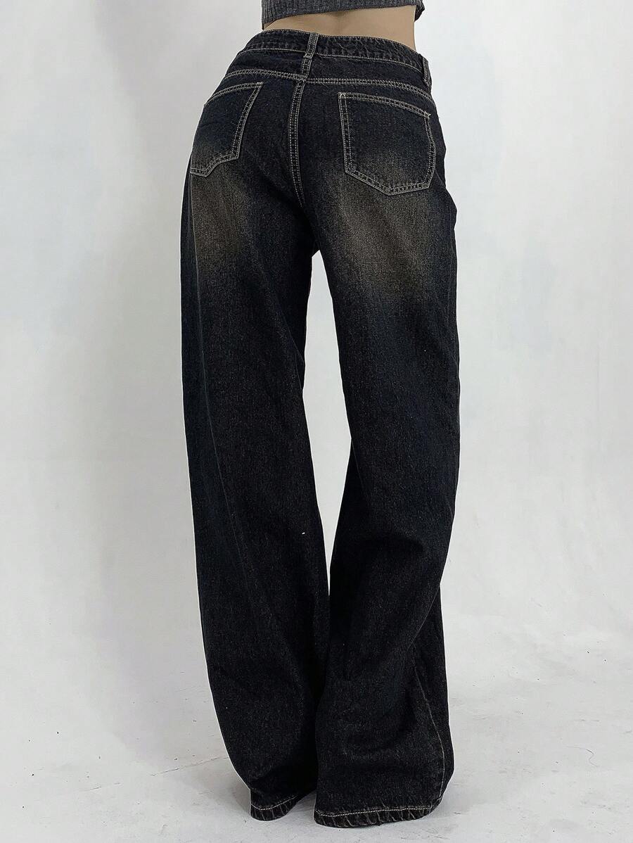 Women's Low Waist Straight Leg Denim Jeans