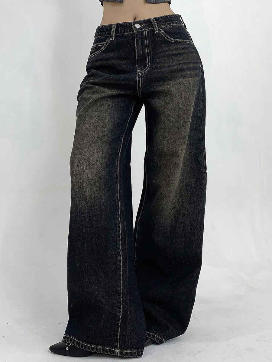 Women's Low Waist Straight Leg Denim Jeans