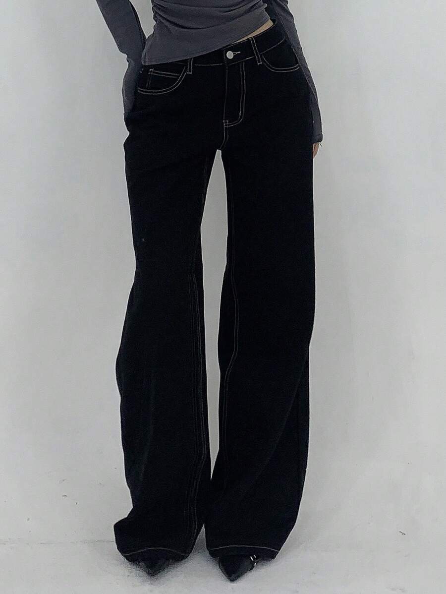 Women's Low Waist Straight Leg Denim Jeans
