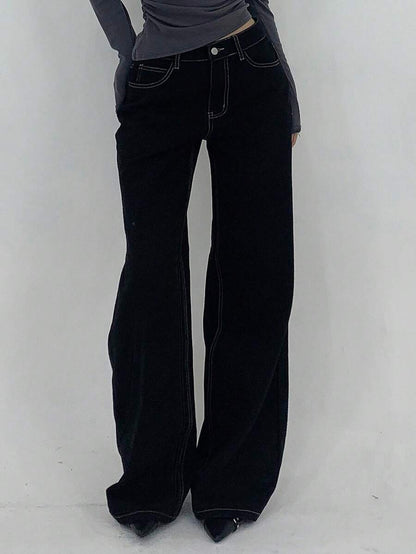 Women's Low Waist Straight Leg Denim Jeans