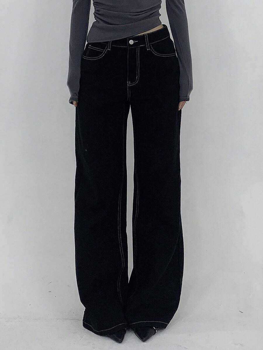 Women's Low Waist Straight Leg Denim Jeans