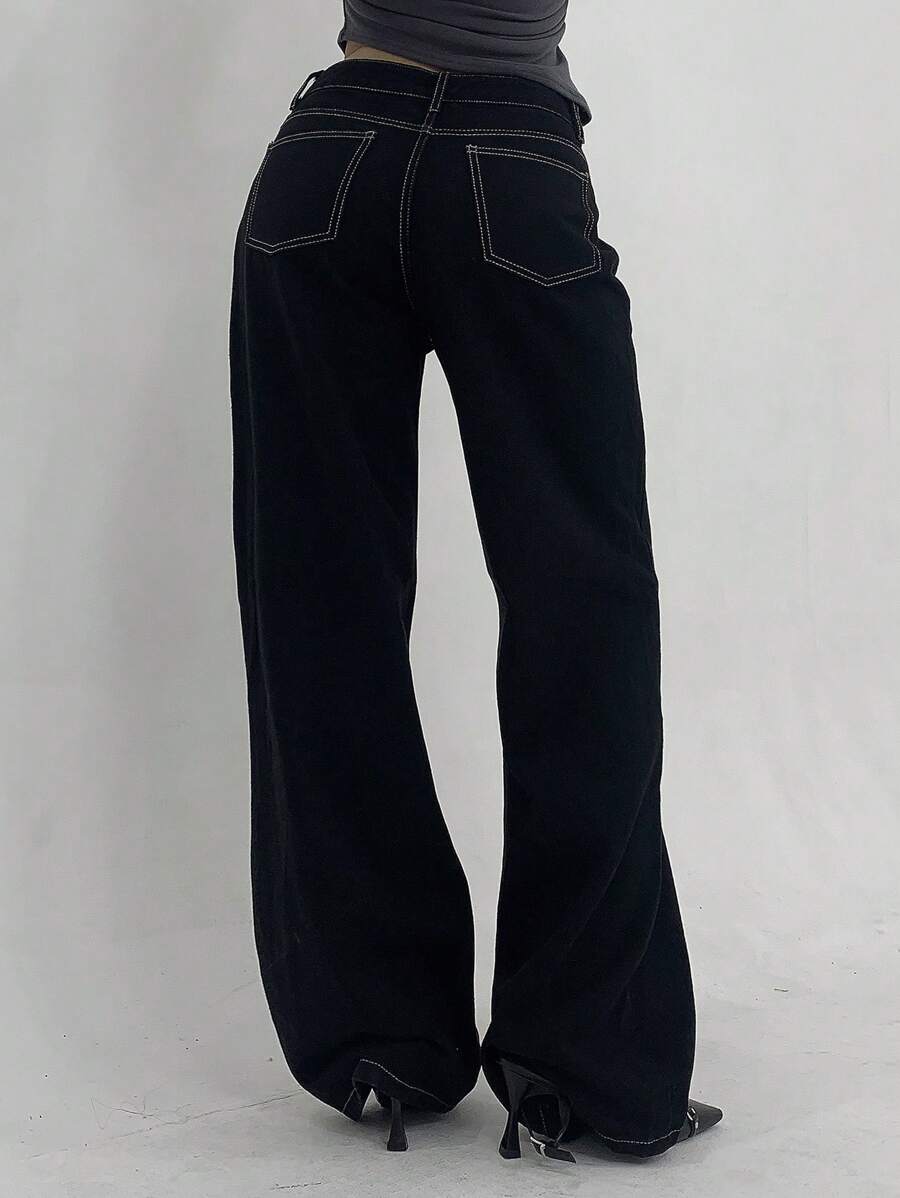 Women's Low Waist Straight Leg Denim Jeans