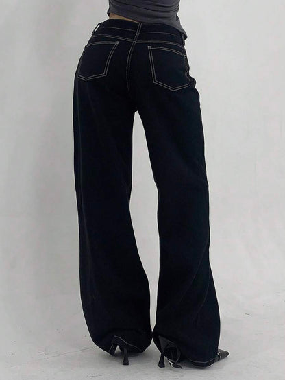 Women's Low Waist Straight Leg Denim Jeans
