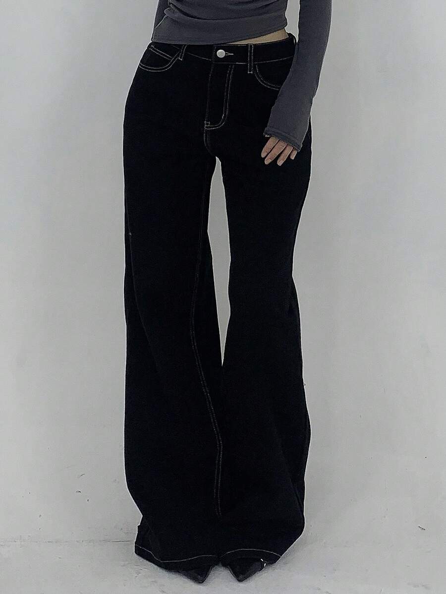 Women's Low Waist Straight Leg Denim Jeans