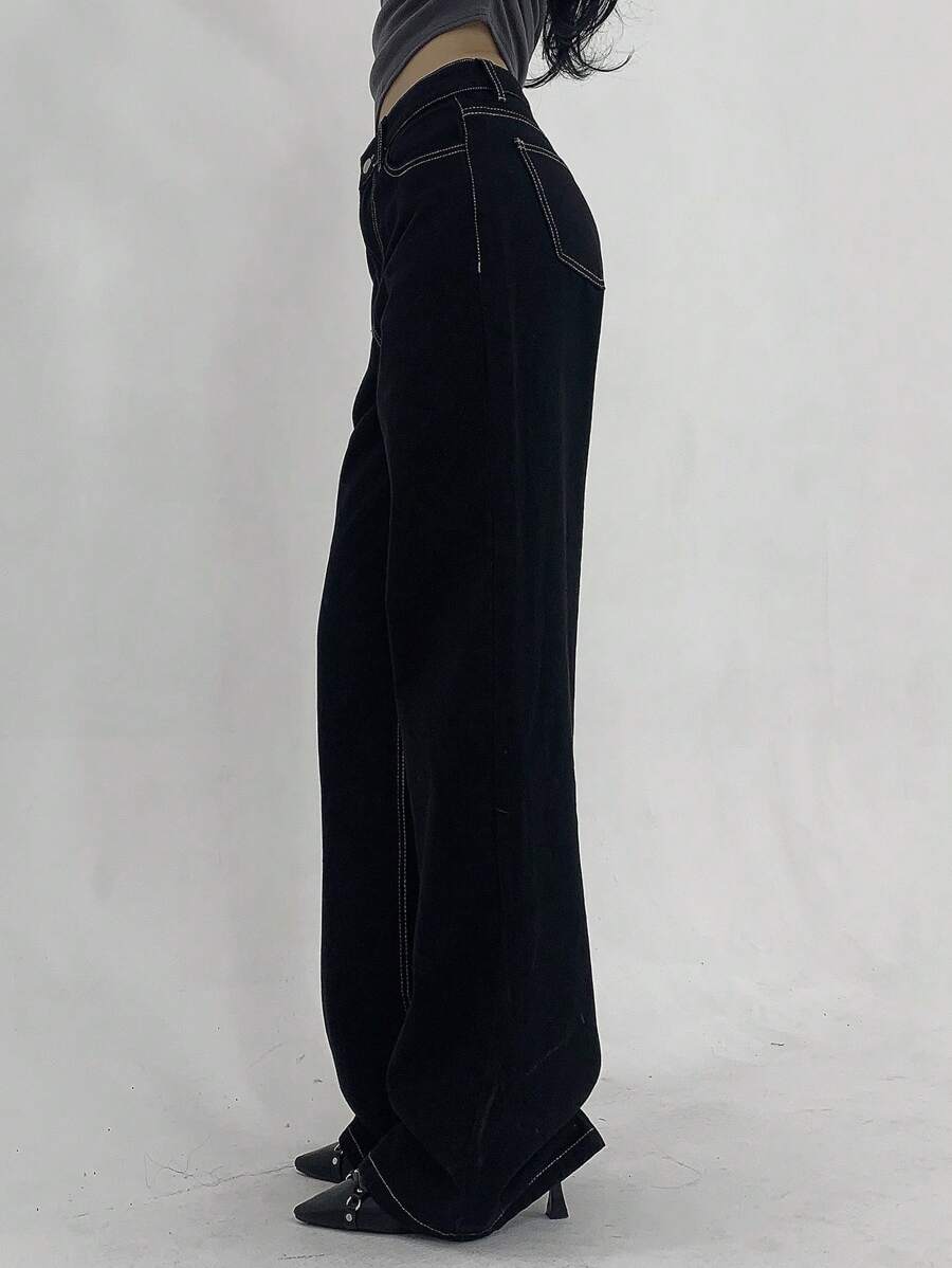 Women's Low Waist Straight Leg Denim Jeans