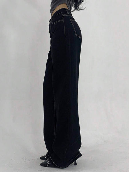Women's Low Waist Straight Leg Denim Jeans