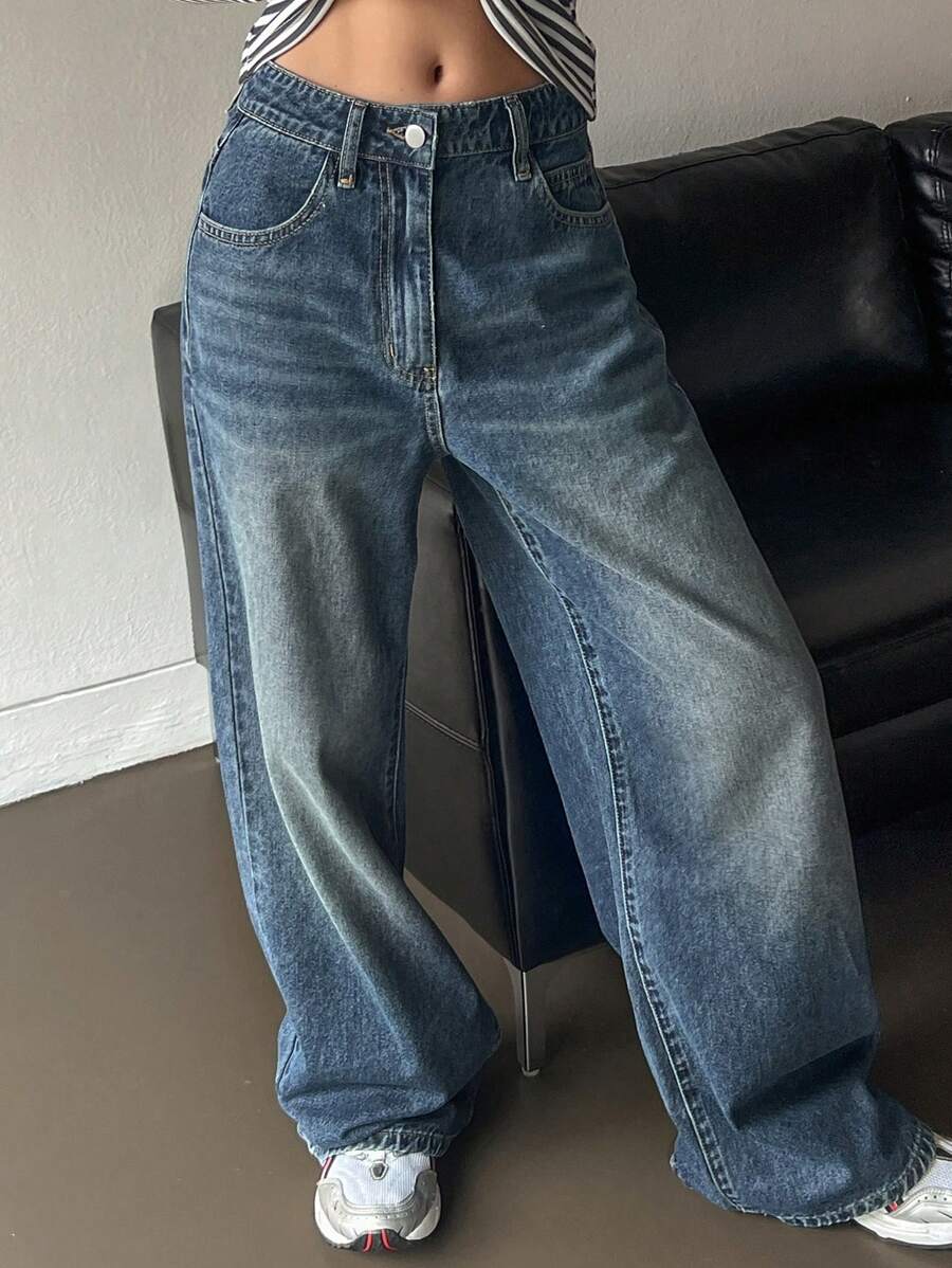 Women's Low Waist Straight Leg Denim Jeans