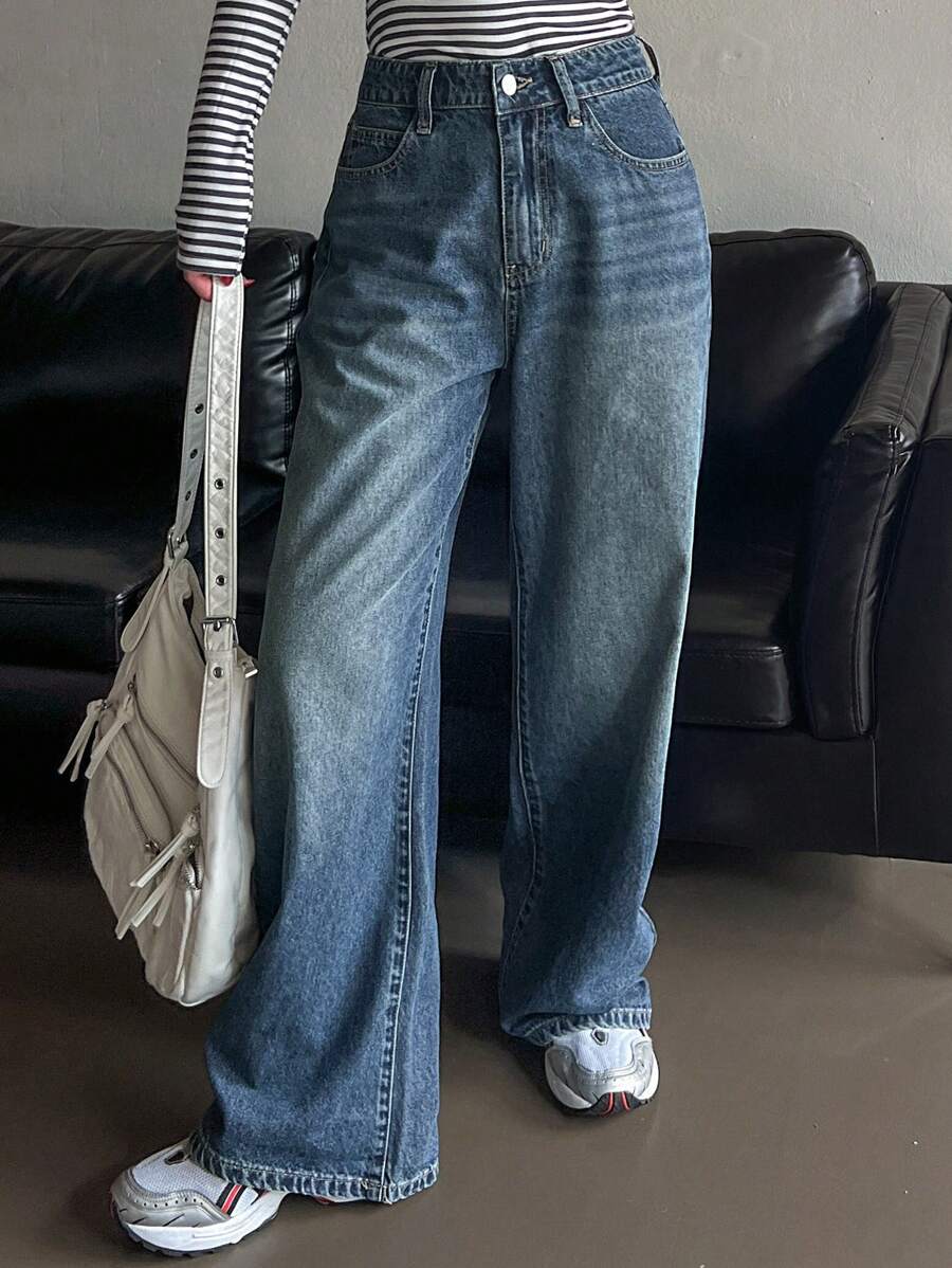 Women's Low Waist Straight Leg Denim Jeans
