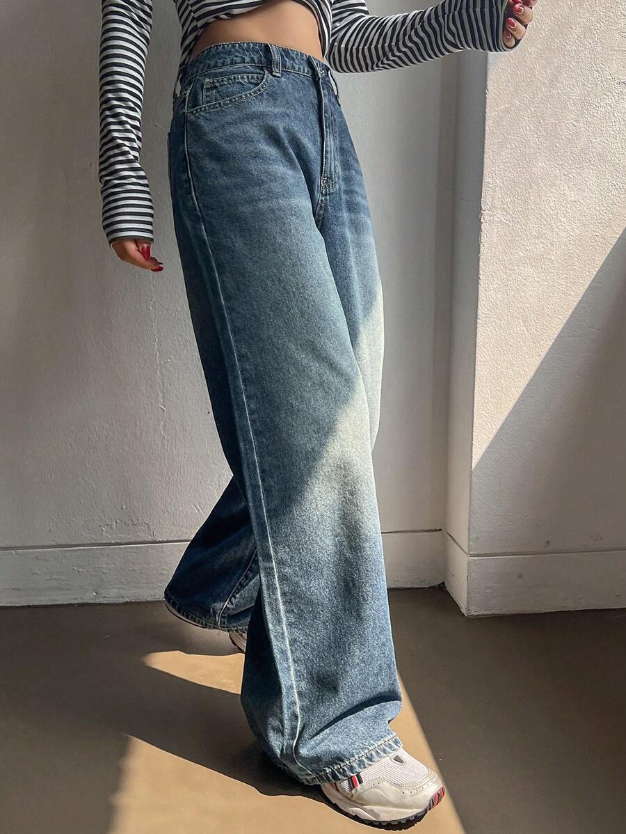Women's Low Waist Straight Leg Denim Jeans