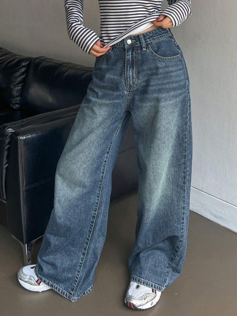Women's Low Waist Straight Leg Denim Jeans