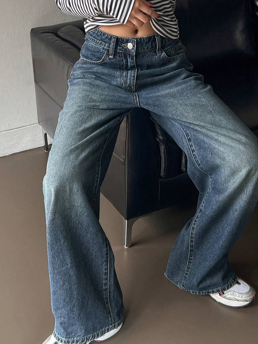 Women's Low Waist Straight Leg Denim Jeans