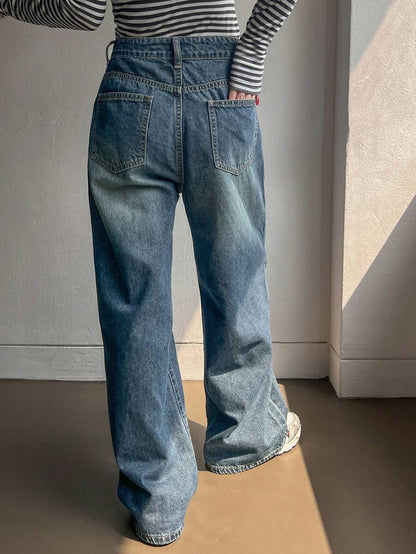 Women's Low Waist Straight Leg Denim Jeans