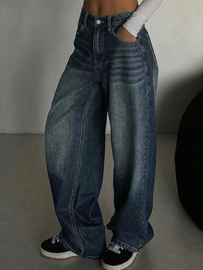 Women's Low Waist Straight Leg Denim Jeans