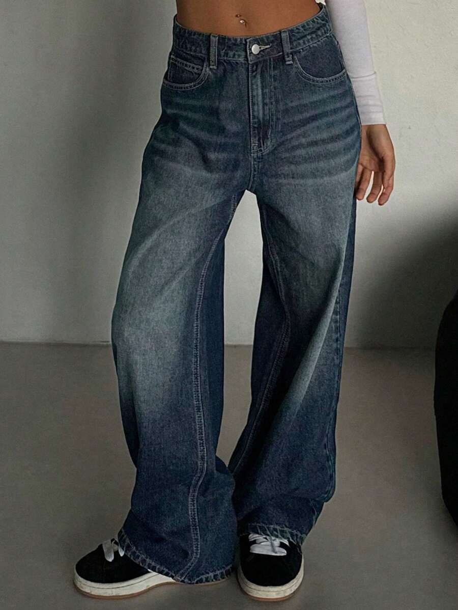 Women's Low Waist Straight Leg Denim Jeans