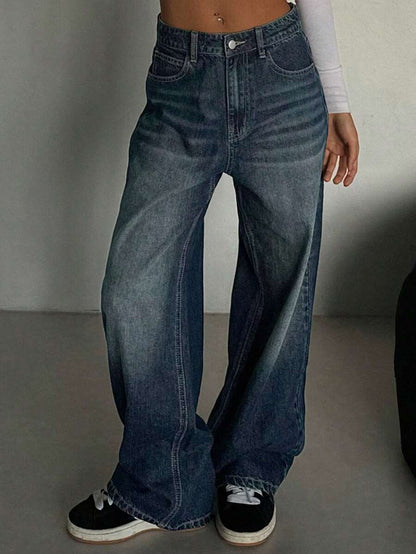 Women's Low Waist Straight Leg Denim Jeans