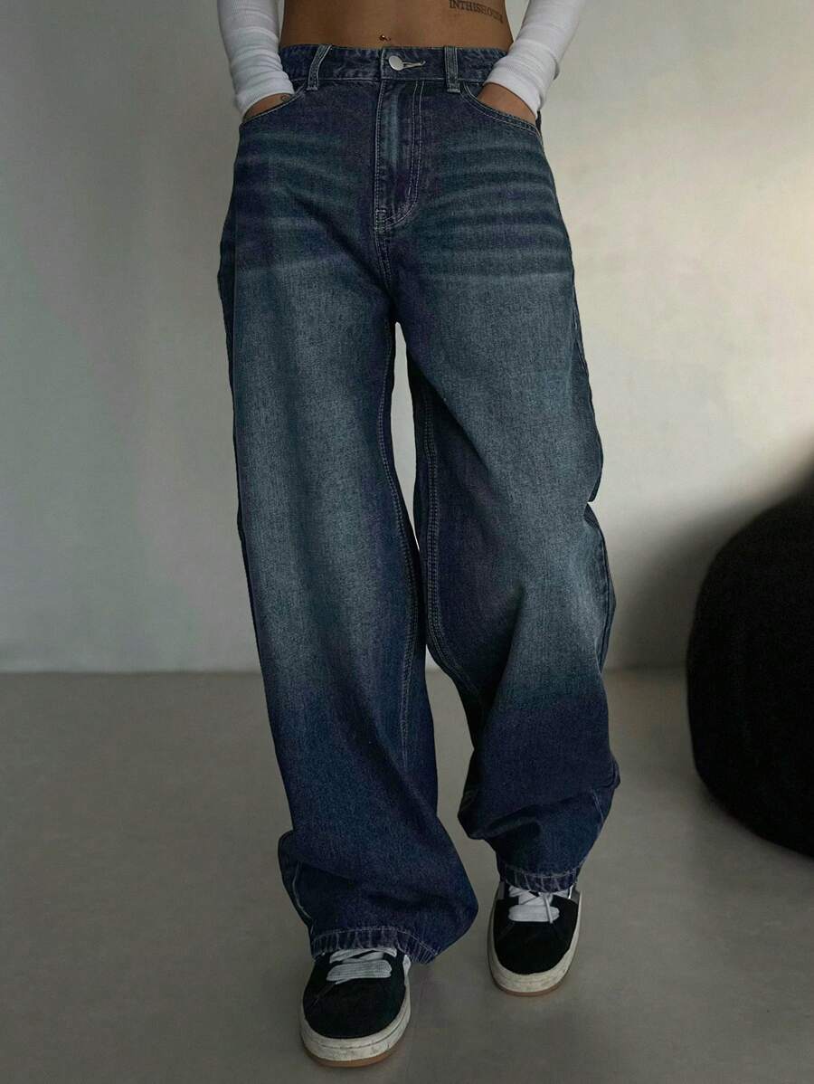Women's Low Waist Straight Leg Denim Jeans
