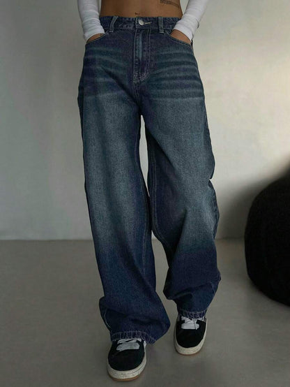 Women's Low Waist Straight Leg Denim Jeans