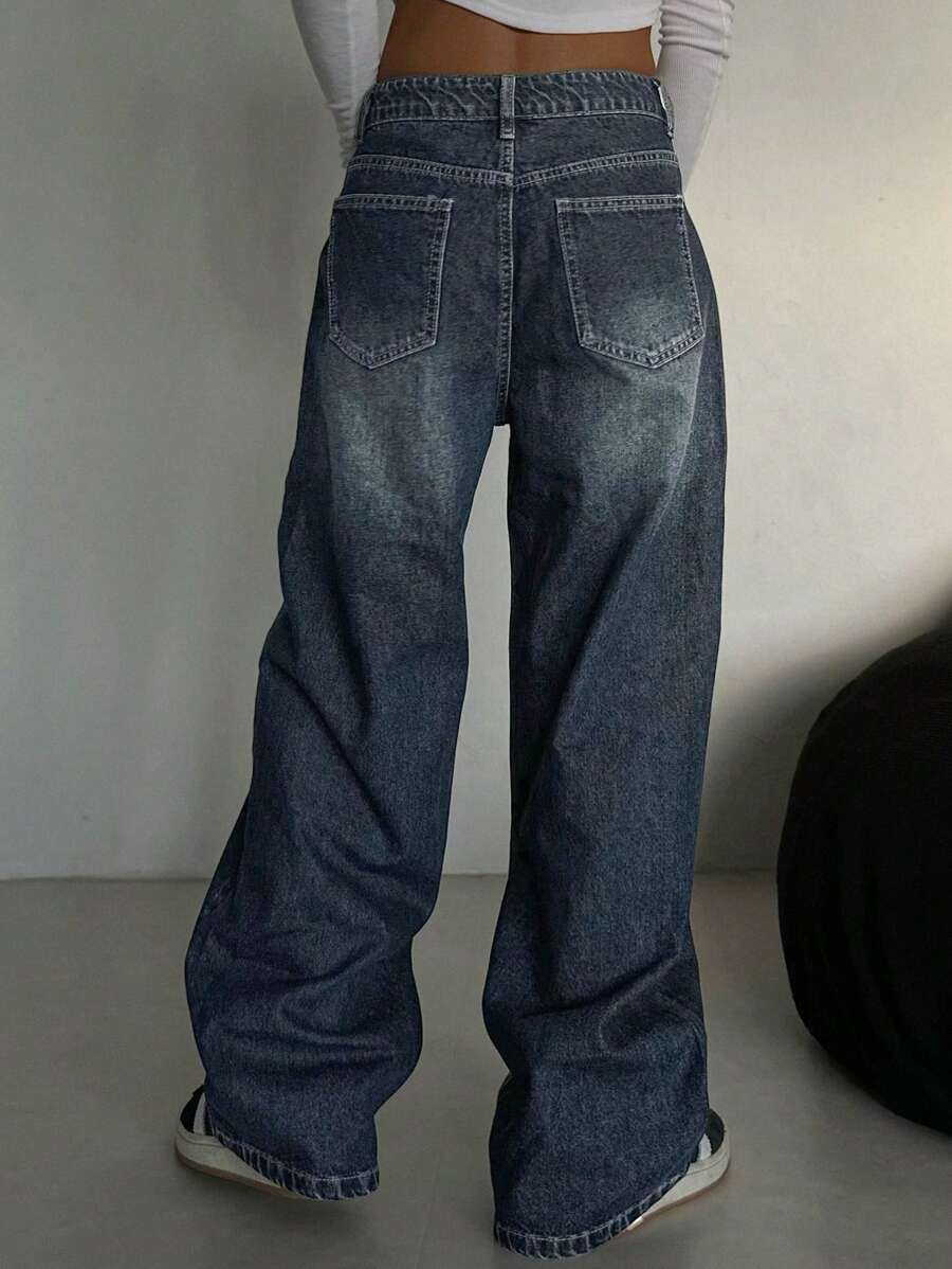 Women's Low Waist Straight Leg Denim Jeans