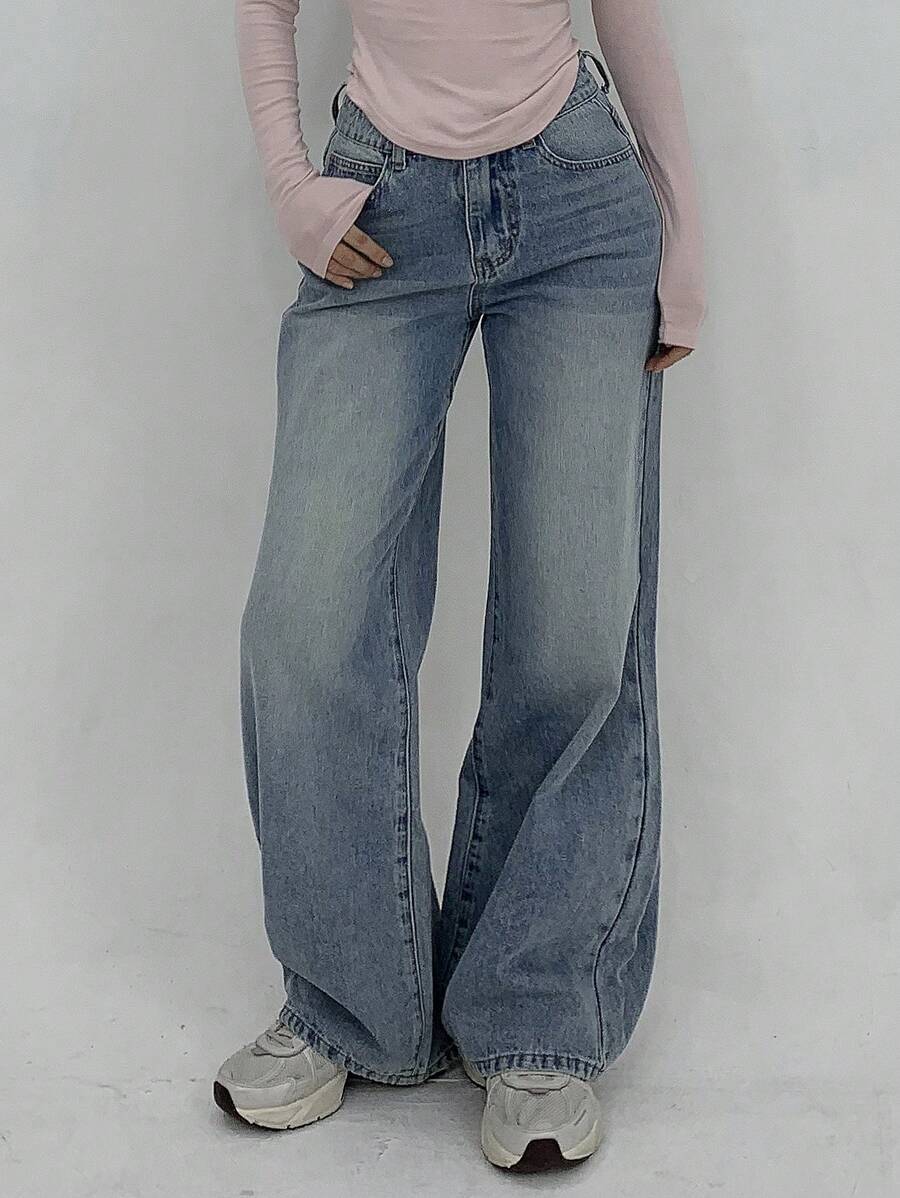 Women's Low Waist Straight Leg Denim Jeans