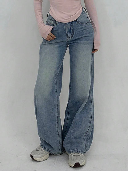 Women's Low Waist Straight Leg Denim Jeans
