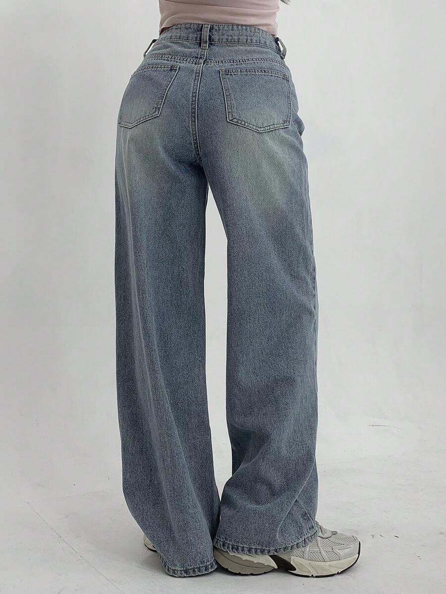 Women's Low Waist Straight Leg Denim Jeans