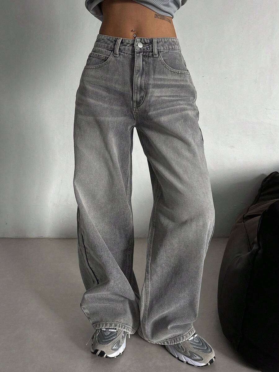 Women's Low Waist Straight Leg Denim Jeans