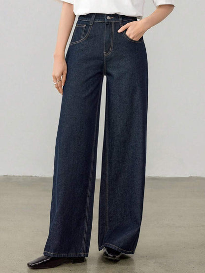 Women's Tall Mid-Rise Loose Straight Leg Denim Jeans