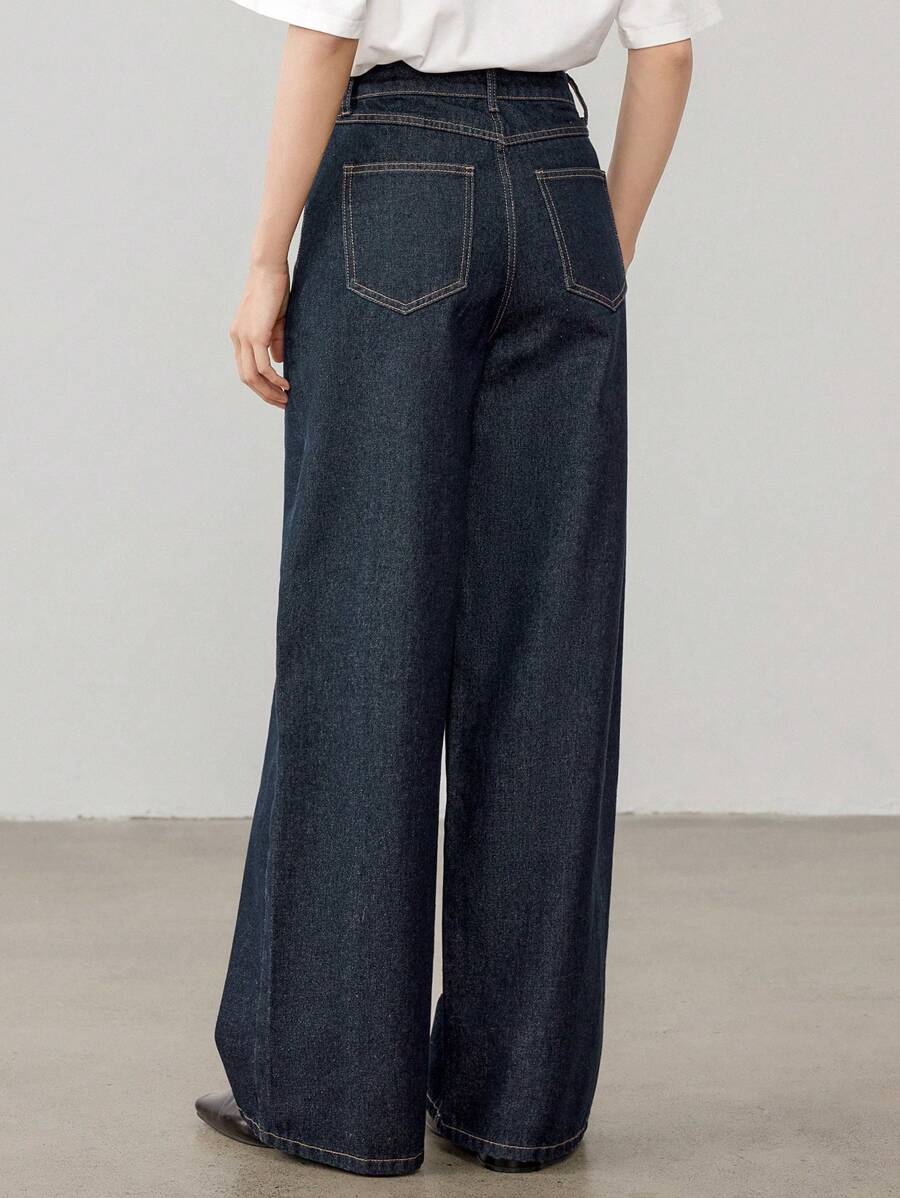 Women's Tall Mid-Rise Loose Straight Leg Denim Jeans
