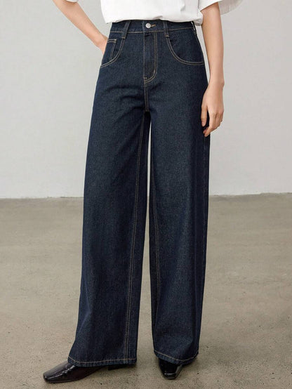 Women's Tall Mid-Rise Loose Straight Leg Denim Jeans