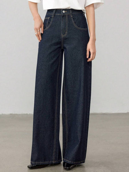Women's Tall Mid-Rise Loose Straight Leg Denim Jeans