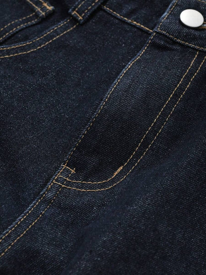Women's Tall Mid-Rise Loose Straight Leg Denim Jeans