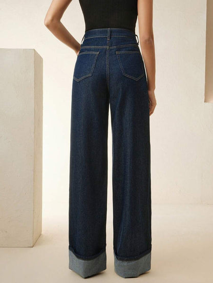 Women's Slim Fit Straight Leg Denim Jeans - Winter Date Night Essential