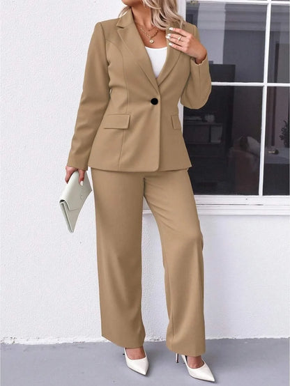 Women's Plus Size Navy Notched Collar Blazer - Professional Workwear and Casual Outerwear