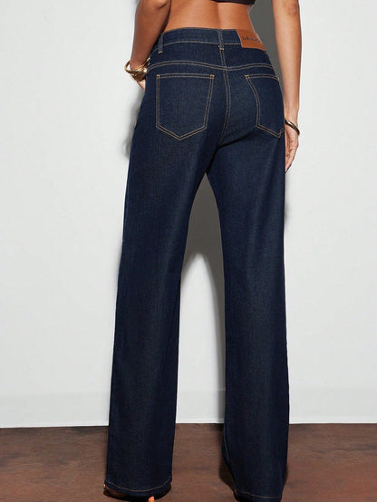 Men's Classic Straight Leg Dark Wash Denim Jeans
